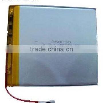 3.7v rechargeable lithium battery 358090 3500mAh for smartphone/tablet pc/PDA,GPS,etc