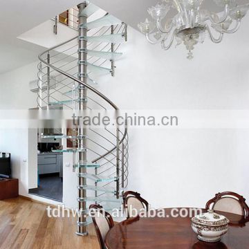 fashion small space saving spiral stairs design with stainless steel railings