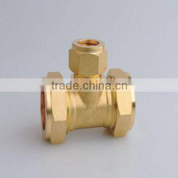 China Supplier High Quality Fitting Connector Brass Compression Male Tee For Copper Pipe photo-3