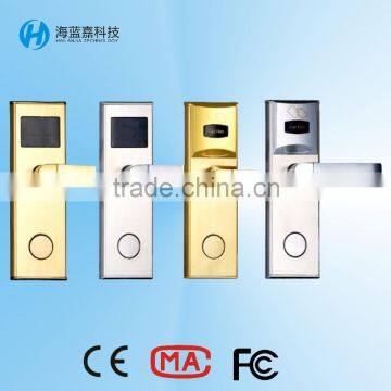 Stainless steel hotel card key lock system with RF smart card