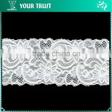 Width 6.3 Centimeter White Jacquard Stretch Trim Spandex Elastic Lace