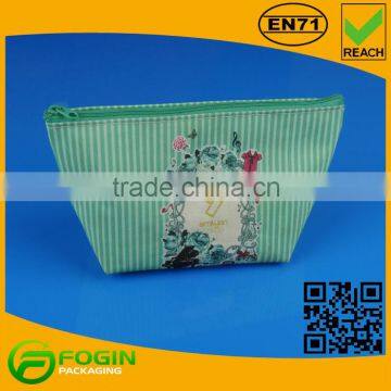 green custom zipper bag cosmetic