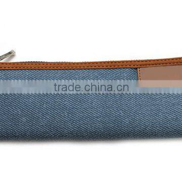 Custom small denim zipper pencil pouch