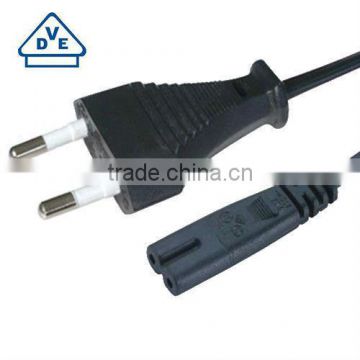 VDE approval 2 pin eu power plug for laptop