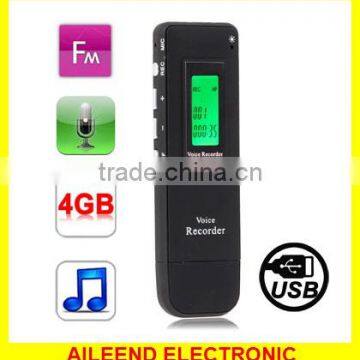 Support Telephone recording FM Radio A-B Repeat function 4GB Digital Voice Recorder MP3 Player