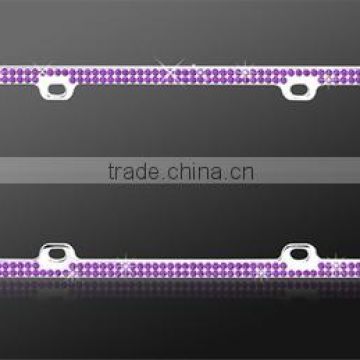 Chrome Coating Metal With Two Rows of Purple Diamond Frame