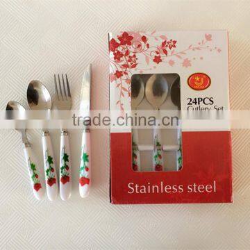 Rose Flower Printing Handle Cutlery