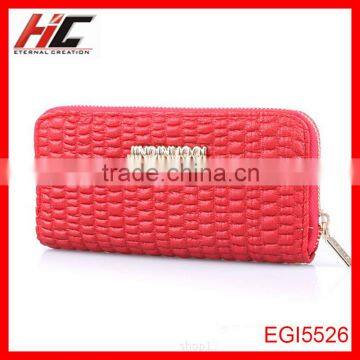 Single zipper red clutch bifold purse wallet