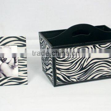 Zebra texture rectangle retro design empty hand basket