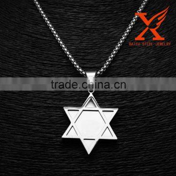 Stinless steel 316L Silver Star Of David Charm Pendant