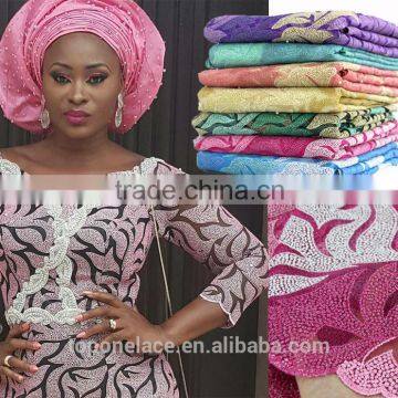 African nigerian lace/ pink fushina tulle lace fabric/bulk lace fabric