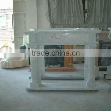 white stone fireplace mantel