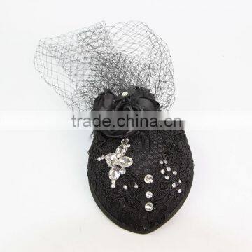 Modern Wedding Fascinator Black Rhinestone Headband Hats Women Brides Hair Accessories photo-3