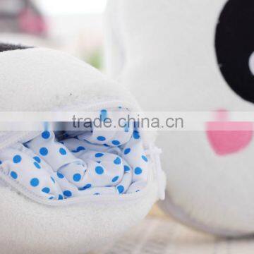 Hot-selling Light Pink Big Eye Panda Style Coral Fleece Cusion Blanket 2 in 1 Roll-matt, Baby's Folding Plush Blanket photo-4