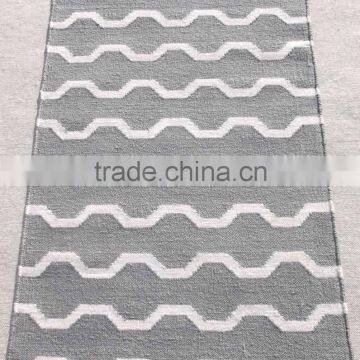 Zig Zag Wave Design Flat Weave Hemp and Wool Dhurrie Rugs