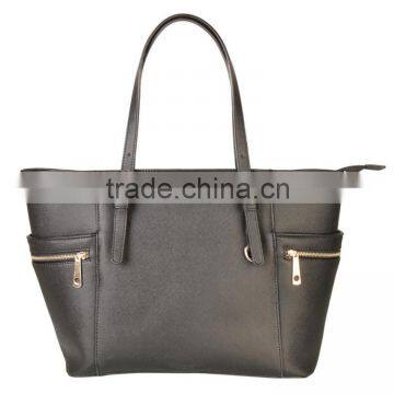 Faux Leather Large Branded Handbag Tote Bag With Zipped Charm photo-4