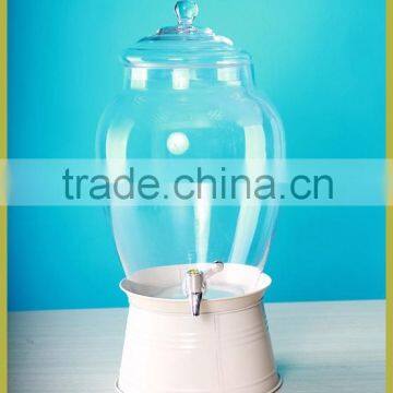 Popular glass beverage dispenser with colorful metal stand