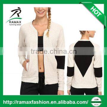 Ramax Custom Womens Sport Wholesale Full Front Zip French Terry Bomber Jacket