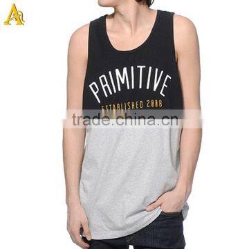 Custom Brand Printing Fitness mens Tank Top, 100% Cotton Man GYM Tank Top