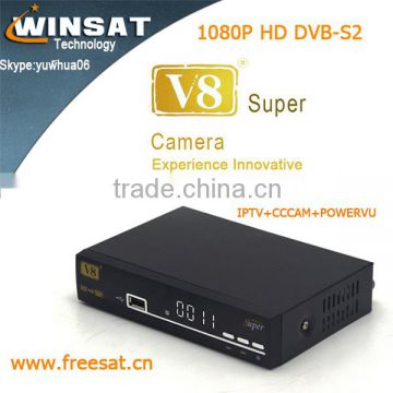 Twin Tuner DVB-S/S2 1080p hd digital satellite receiver V8 Super free to air set top box support biss key cccam youporn powervu