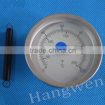 Industrial usage bimetal pipe thermometer with spring