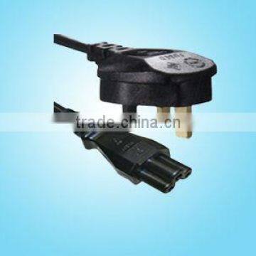 BSI approved UK power cord,fused UK plug to IEC C5 connector power cord