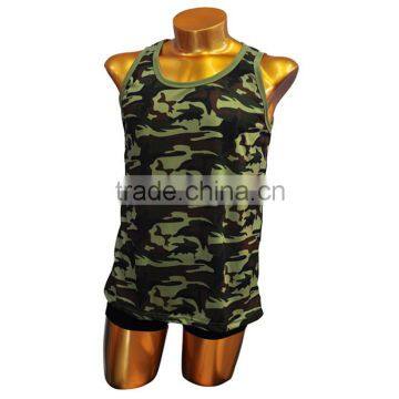 Custom Men's Dry Fit Polyester Gym Military Camouflage Tank Top Sport Vest