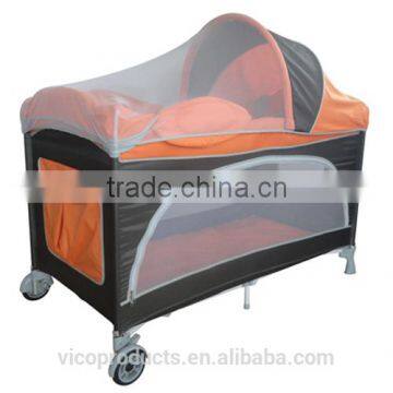 Square portalbe baby play yard bed with mosquito net