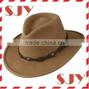 Unisex woll felt leatherette band outback CowBoy Hat