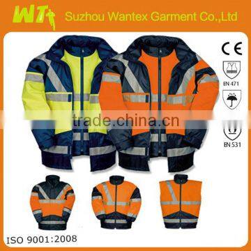 High Visibility Multi-function 7 in 1 Winter coats workwear oil field/welding reflective jacket