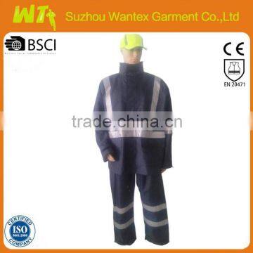 100% polyester reflective working safety oxford raincoat with reflector