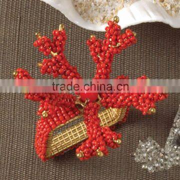 Hand Beaded Coral Napkin Rings Snowflake Napkin Rings Handmade Napkin Rings