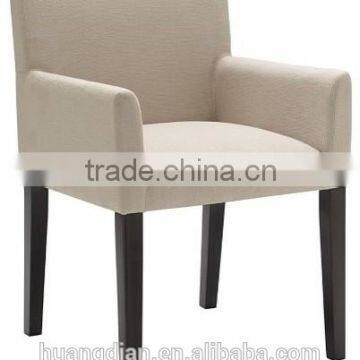 simple chair style design beige fabric wooden dining chair have armrest for restaurant used