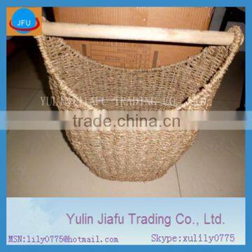 2014 new arrive wooden handle natural seagrass basket holder
