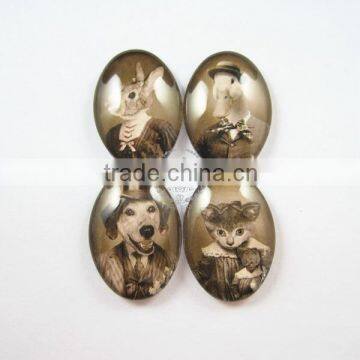 18X25mm Vintage Style Mr.and Mrs.Animal Dog,cat,duck,rabbit Couples Oval Glass Cabochon DIY Supplies Findings 4120056