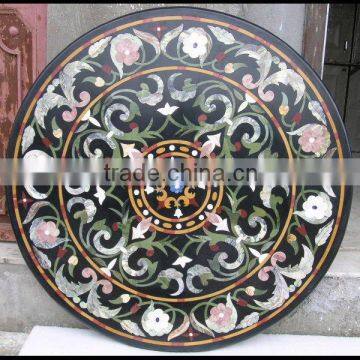 New Pietre Dure Round inlay Marble Inlay Top, Inlay Stone Table Top, Stone Table Top, Marble