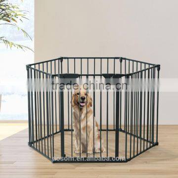 Pawhut Black Portable Dog Puppy Cage 6 Panel Pet Playpen