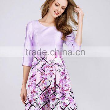 Pretty Steps 2016 High Quality Womens Casual Half Sleeve Dress Hot Sale Dress Flower Printed Women Dress