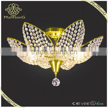 Wholesale classic gold color fancy flower crystal ceiling light for hotel