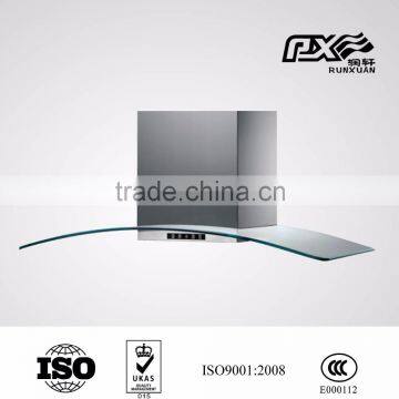 Curved glass for range hood