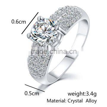 High Quality Real Gold/silver Plated Alloy Diamond Jewelry Wedding Rings photo-2