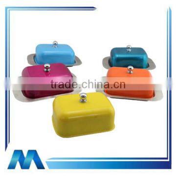 China manufacturer supply colorful lid stainless steel butter dish stainless steel butter tray stainless steel butter plate