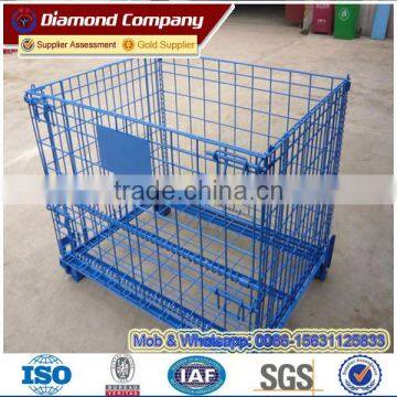 Lockable Logistic Folding wire mesh container steel storage cage/Wire Mesh Pallet Storage Cages