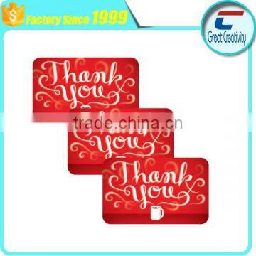 Thank You Letter Plastic Gift Cards/ Thanks Card