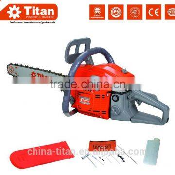 gasoline chain saw 45cc, petrol chain saw, 2 stroke, air-cooled, 3 teeth blade, nylon spool, CE,MD certificate