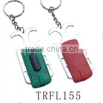 Good quality mini bottle opener key ring with led light