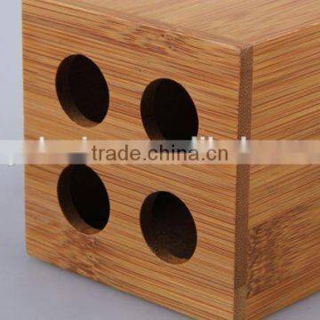 Square With 4 Holes Bamboo Toothbrush Holder photo-2