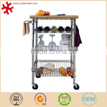 Floor Standing 3-shelves Stainless Steel Kitchen Trolley With Wheels photo-2