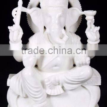 Regional Feature Antique Stone Crarving White Marble Statue of Hindu God Ganesh photo-4