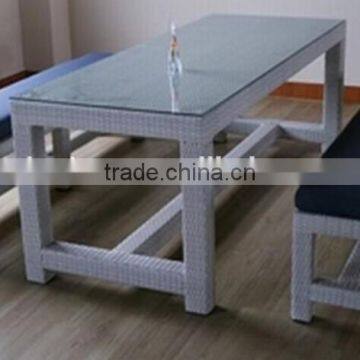 Garden rattan long table with wicker bench rattan furniture industry AE5011